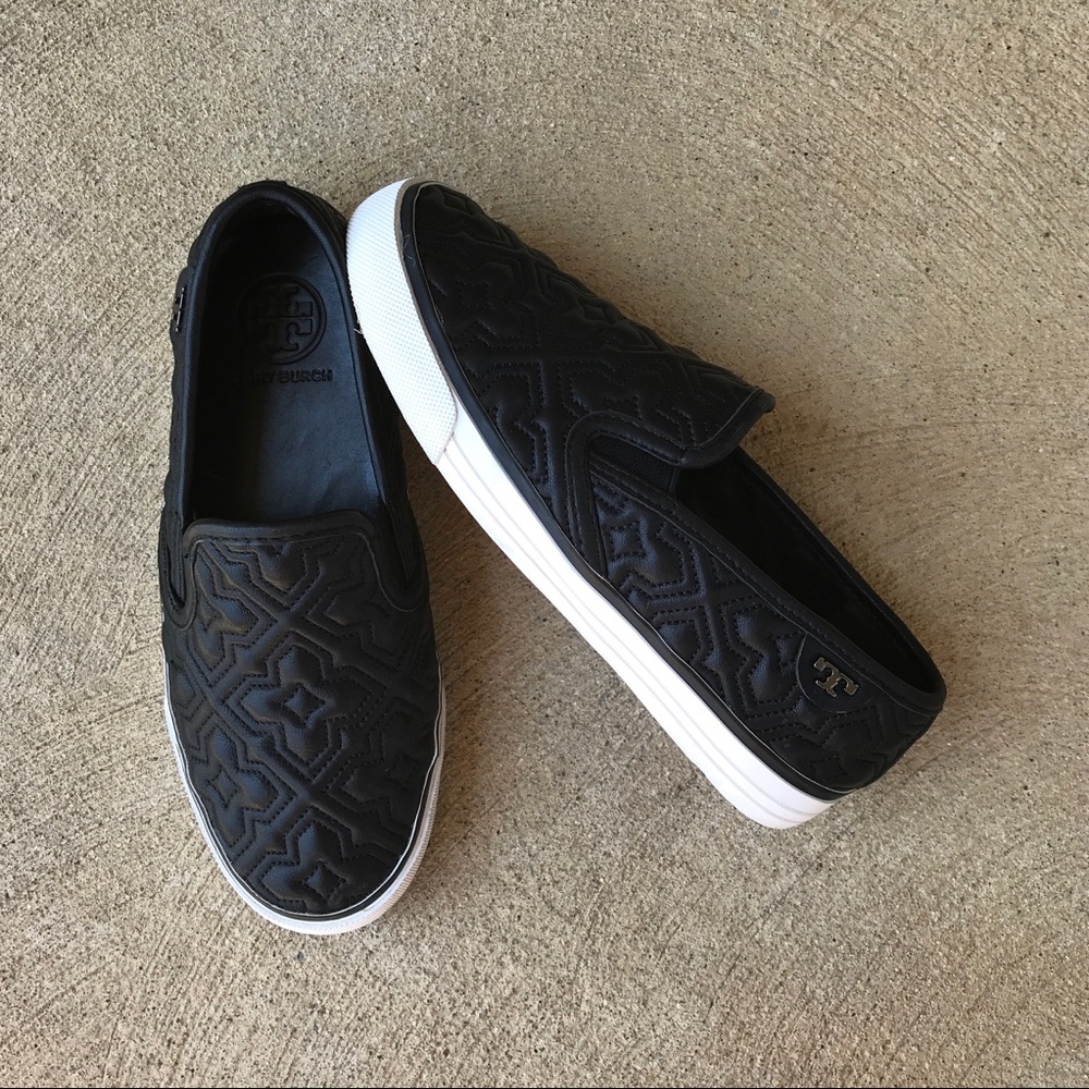 Tory Burch Jesse Black Quilted Leather Sneakers 5m
